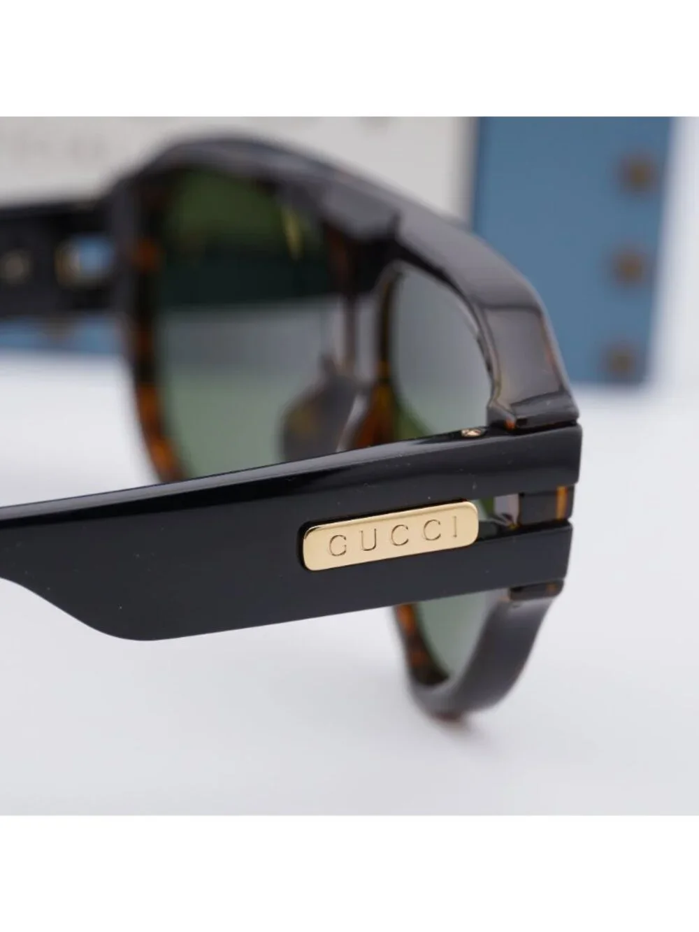 Gucci GG0665S 004 Aviator Sunglasses - Havana / Green
